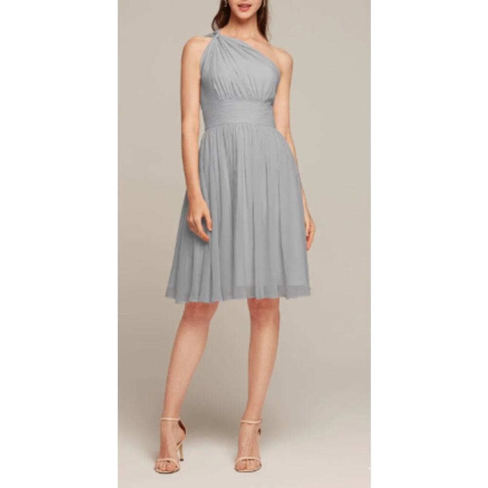 AW BRIDAL 8 M dove grey chiffon Winnie bridesmaid gala party knee dress NEW B53